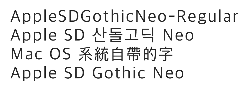 Apple SD GothicNeo苹果电脑系统字体