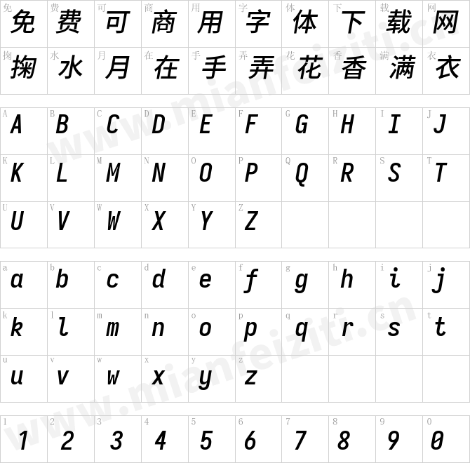 等距更纱黑体 SC Semibold-斜体