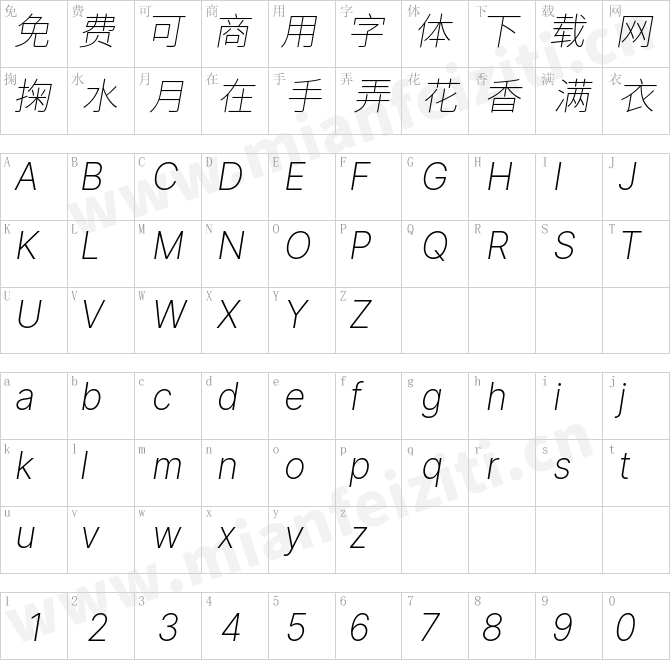 更纱黑体 SC Xlight italic